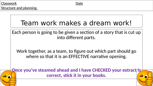 Narrative unit of work Y9