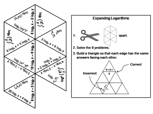 Expanding Logarithms Activity: Math Tarsia Puzzle