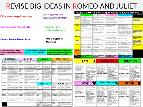 Romeo and Juliet Final Revision Lesson: Revise 6 Big Ideas using 3 knowledge organisers
