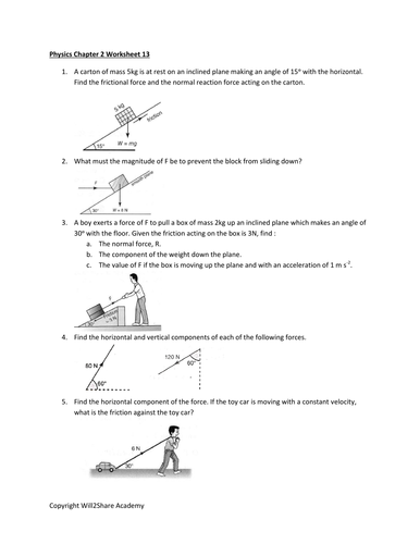 Vector Forces and Three Forces in Equilibrium Worksheets and Answers
