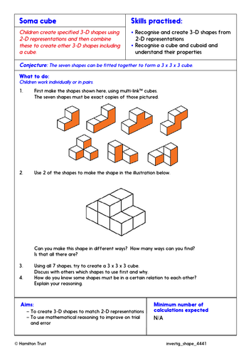 Identify and explore 3-D shapes - Problem-Solving Investigation - Year 4