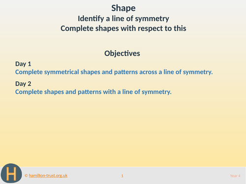 Line of symmetry: identify and construct - Teaching Presentation - Year 4