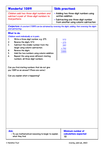 Subtraction Strategies Written Methods Problem solving Investigation 