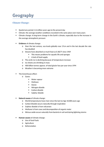 Year 10 Geography Notes