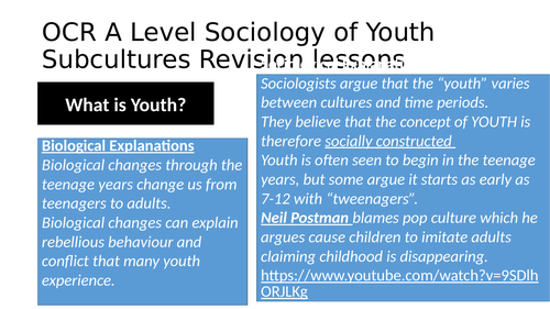 Detailed Revision PPT for OCR Youth Subcultures A level