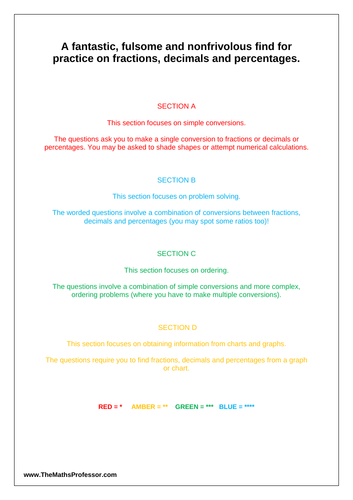 Fractions Decimals and Percentages - Test Practice Questions