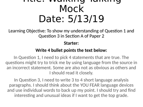 Eng Lang Nov 17 Paper 2 WTM (2 Lessons)