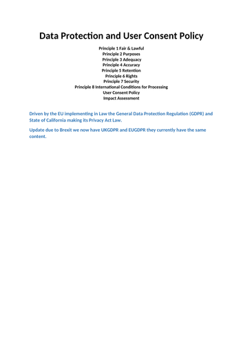QM016 Data Protection and User Consent Policy V003 | Teaching Resources