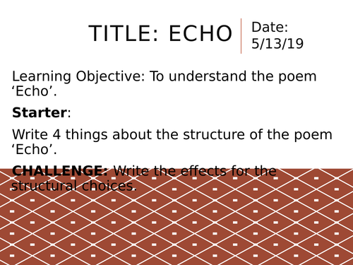 Edexcel A Level Paper 3 - Rossetti: Echo
