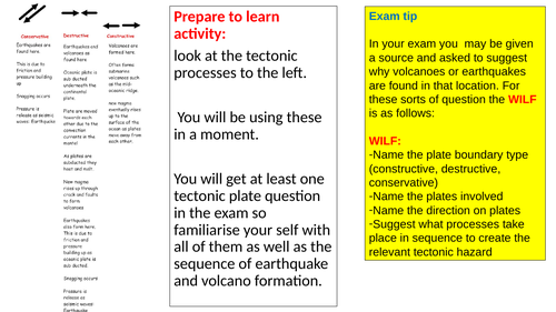 Paper 1 Section A Hazards revision lesson and tips including leveled responses