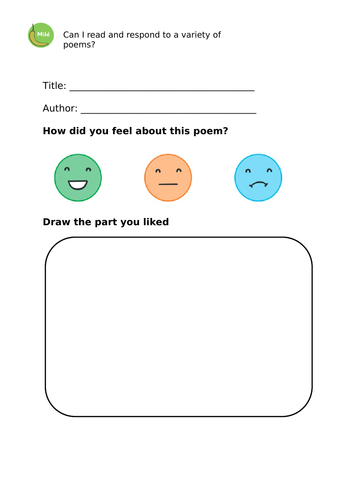 Responding to poetry activity sheets