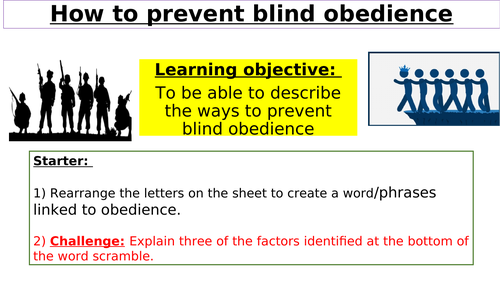 Edexcel 9-1: Psychology Topic 5 Social influence- Lesson 5
