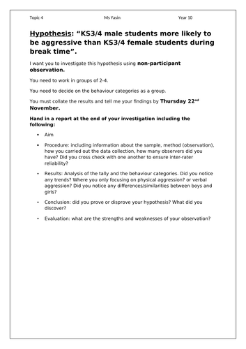 Edexcel 9-1: Psychology Topic 5 Social influence- Lesson 8 (Observations)