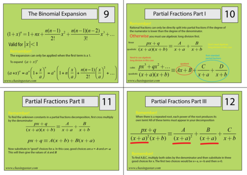 A-Level maths revision flash cards