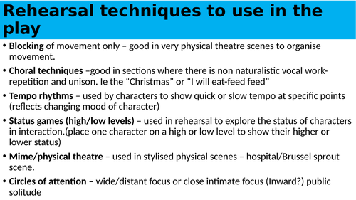 Rehearsal techniques EDUQAS DRAMA    GCSE   Links to Hard to Swallow