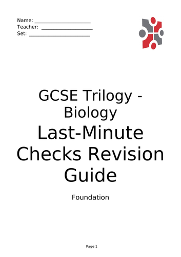 AQA (9-1) GCSE Biology Trilogy/Triple (H/F)- Paper 1 Revision Guide & Question Book.