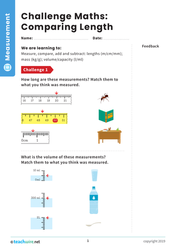 Comparing Length: Y3 – Measurement – Maths Challenge