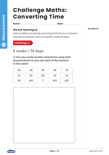 Converting Time: Y4 – Measurement – Maths Challenge
