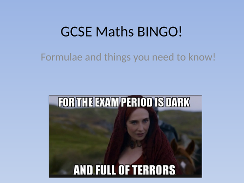 GCSE Maths Formulae BINGO! Foundation
