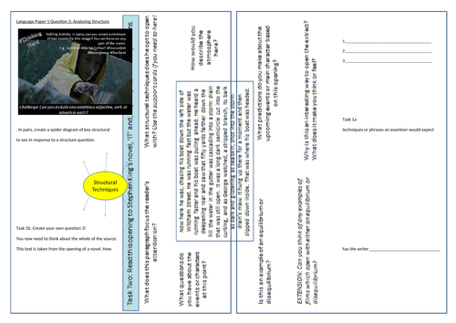 Stephen King IT Structure Qu GCSE Eng Lang