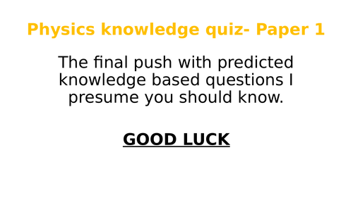 AQA Physics (Trilogy) GCSE Revision quiz Paper 1