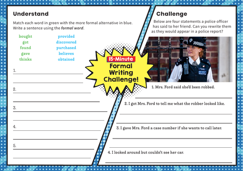 Formal and Informal Writing – Y6 SPaG Challenge Mat