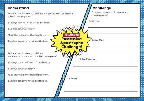 Possessive 's' – Y4 SPaG Challenge Mat