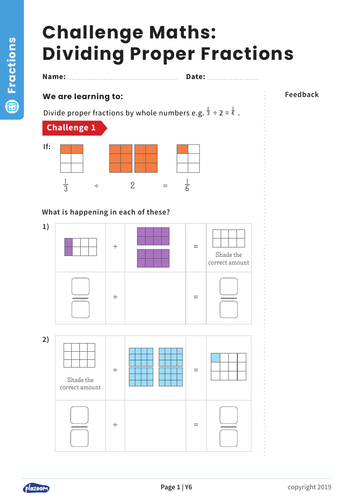 Dividing Fractions: Y6 – Fractions – Maths Challenge