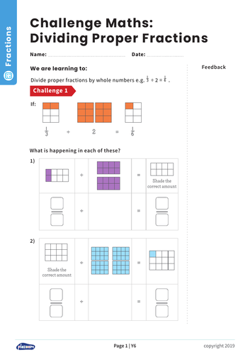 Dividing Fractions: Y6 – Fractions – Maths Challenge | Teaching Resources