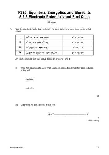 A LEVEL CHEMISTRY - REDOX, ELECTRODE POTENTIALS AND EQUILBRIA QUESTIONS