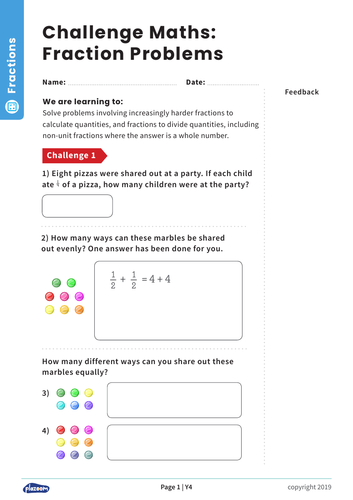 Fraction Problems: Y4 – Fractions – Maths Challenge