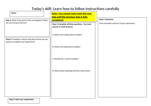 Experiment instructions for any experiment with extension.