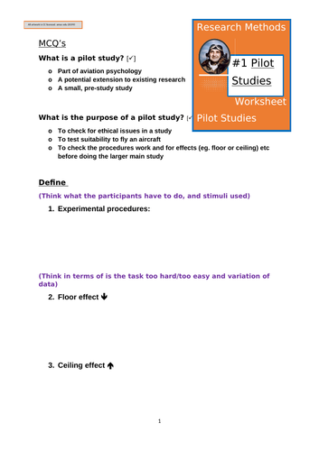 Pilot Studies Research Methods Worksheet What Are They And Why