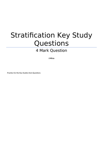 Stratification Key Studies Questions