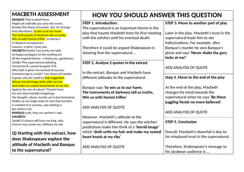 Grade 9 Response To Attitudes To Supernatural In Macbeth | Teaching Resources