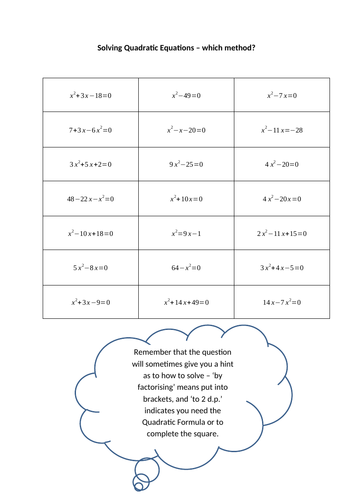 Higher Tier Solving Mixed Quadratic Equations.