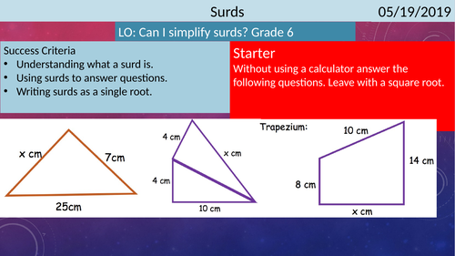 Introduction to surds higher GCSE