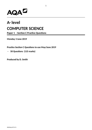 AQA - A-Level Computer Science (Text Adventure) (Short Mock 2 - Section C)