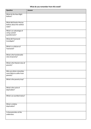 GCSE Sociology- AQA- Social Stratification- Review questions and ...