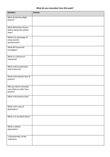 GCSE Sociology- AQA- Social Stratification- Review questions and answers
