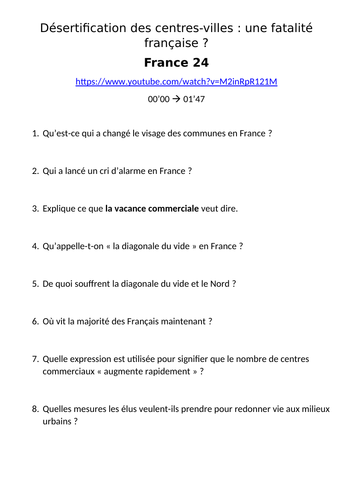 La désertification des centre-villes en France - Vidéo France24