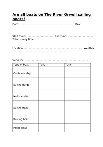 Editable Survey Sheet