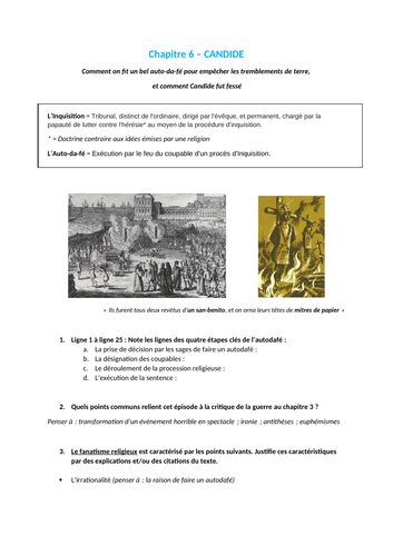 Candide Chapitre 6 Teaching Resources
