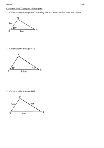 Construction of Triangles | Teaching Resources