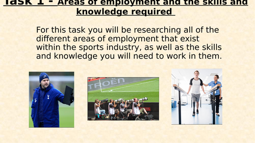 R055 - Working in the Sports Industry (Slides for delivery of Tasks 1-4)