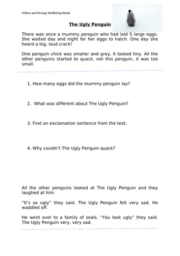 The Ugly Penguin Comprehension Year 2