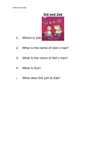 Simple Comprehension Low Ability Year 2/ Year 1