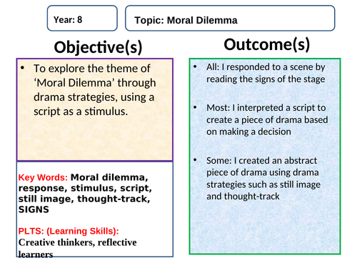 Moral Dilemma Drama lessons