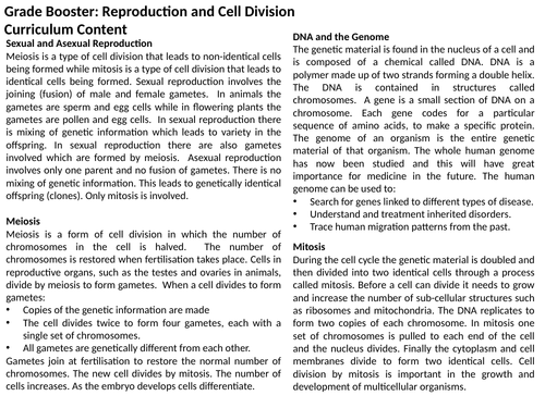 AQA GCSE: Asexual and Sexual Reproduction Revision: Biology Paper 2