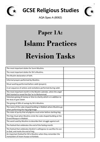 religious education past papers islam